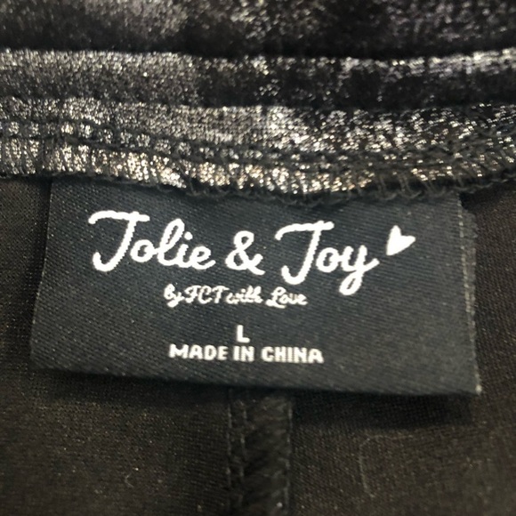 Jolie & Joy/ NWT/ pull on pants/ black and silver shimmer/ L - Picture 8 of 14